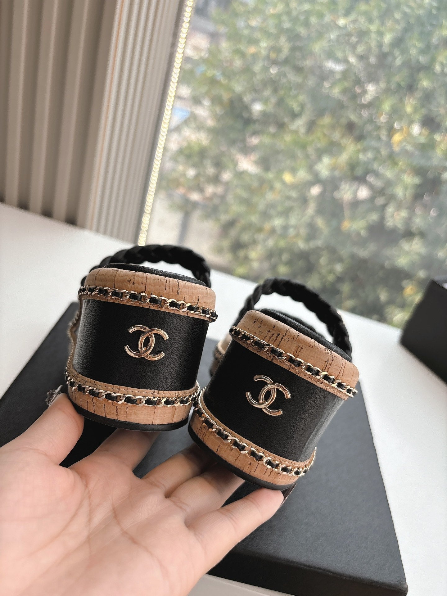CC Sandals Black   braided 6cm lambskin 202892