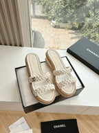 CC Sandals Cream   braided 6cm lambskin 202893