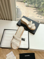 CC Sandals Cream   braided 6cm lambskin 202893