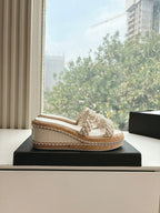CC Sandals Cream   braided 6cm lambskin 202893