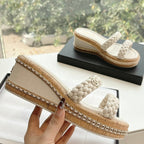 CC Sandals Cream   braided 6cm lambskin 202893