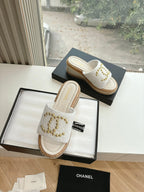 CC Sandals White 6cm Lambskin 202897