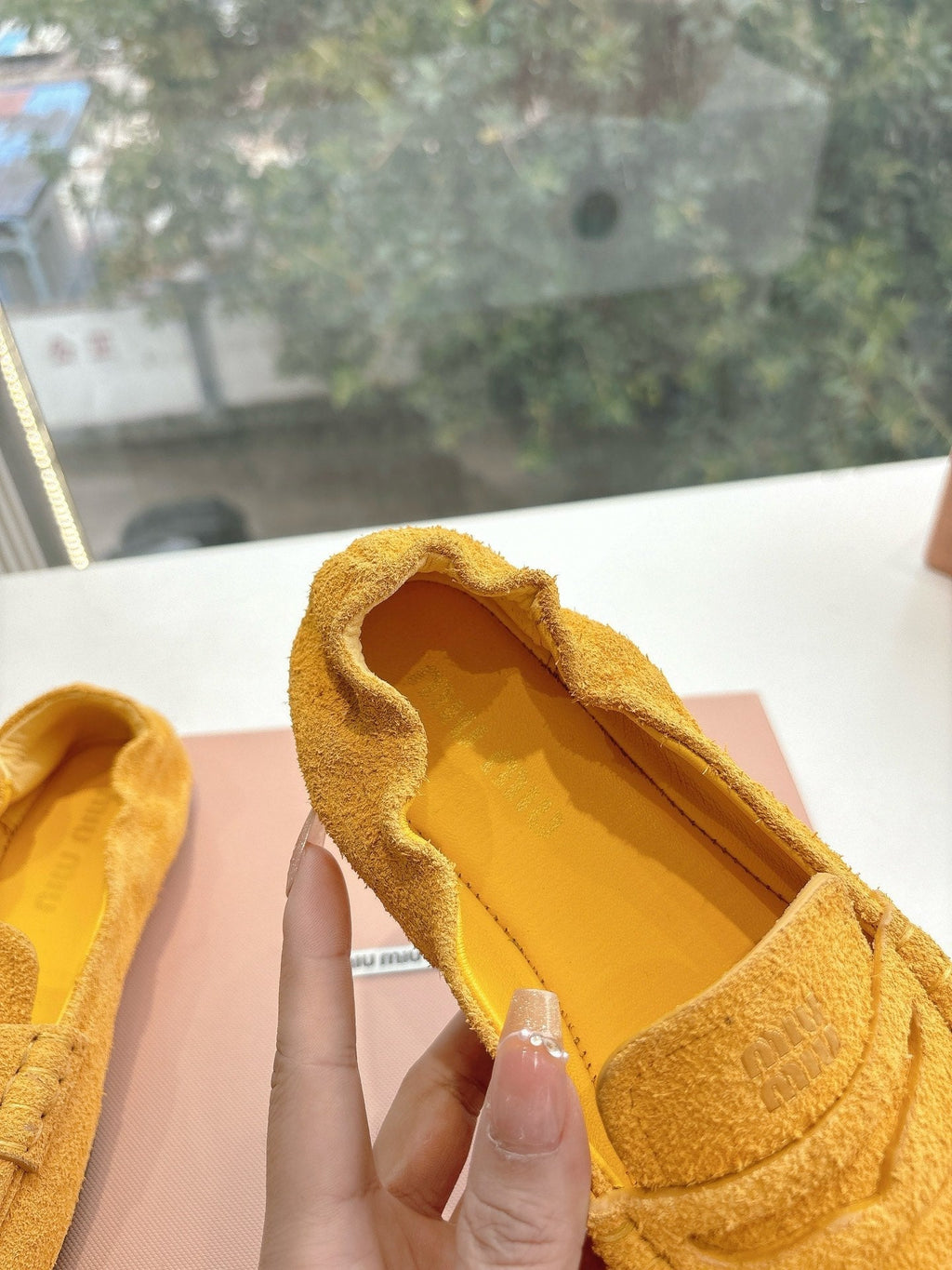 Miu G027 Orange Suede leather Loafer 223899