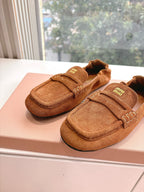 Miu G027 Gold Suede leather Loafer 223900