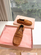 Miu G027 Gold Suede leather Loafer 223900