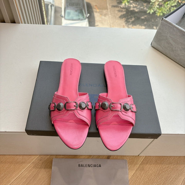 CAGOLE FLAT MULES IN FRENCH PINK CALFSKIN