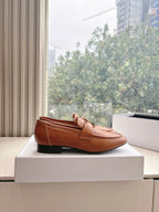 CELINE Buckle Triomphe Loafers Golden Leather