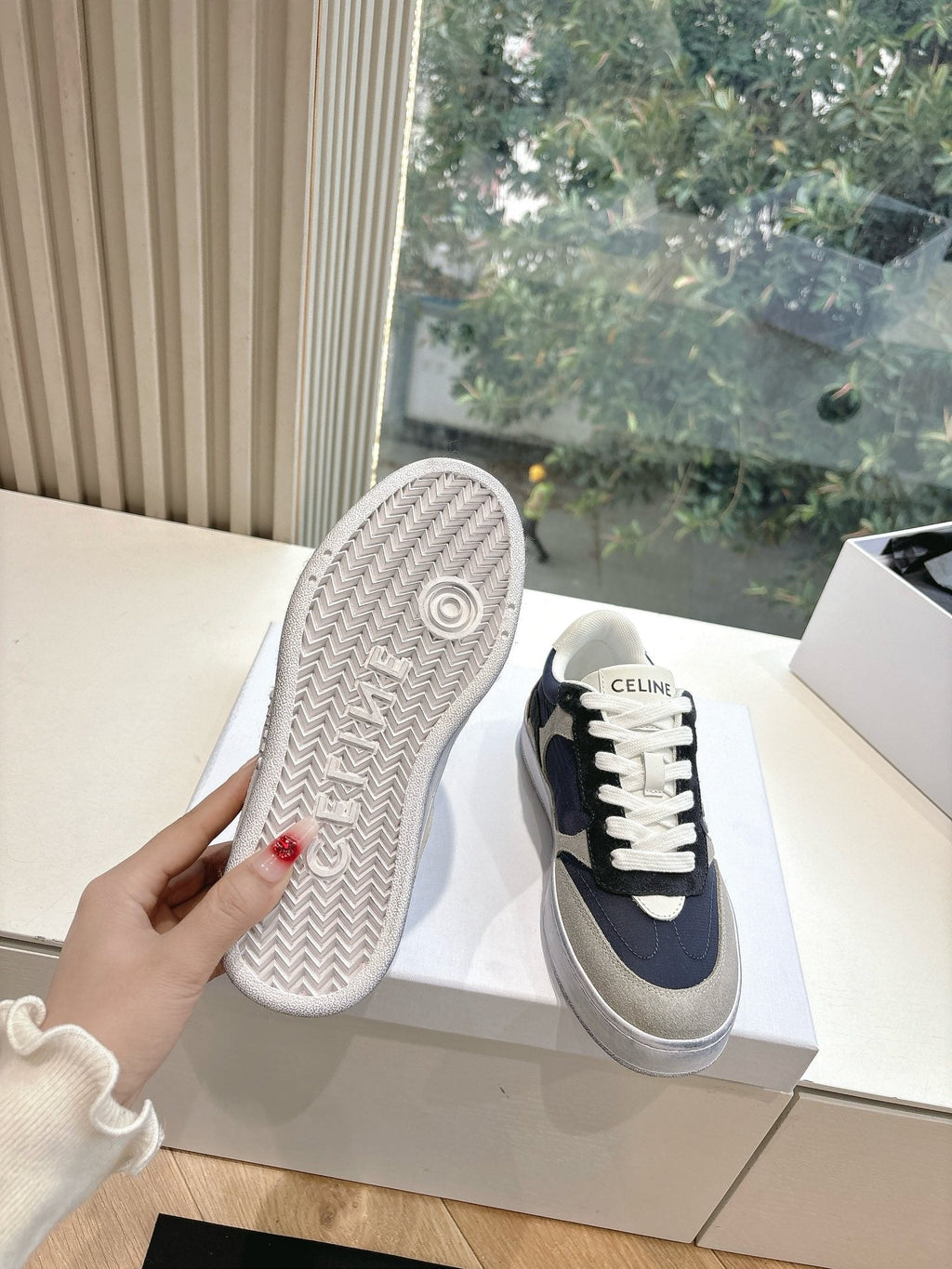 CELINE Sneaker Blue Gray Suede 285895