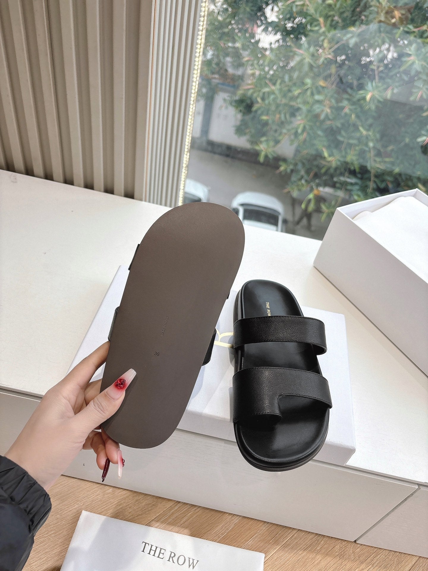 Hugh Sandal in Black Cowhide 286179
