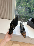 CELINE Slingback Leopard Black Leather 285983
