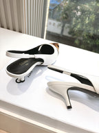 CELINE Slingback Leopard White Leather 285985