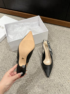 cd slingback 100 black raffia lambskin