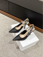 cd slingback 100 black raffia lambskin