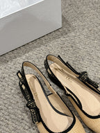 cd slingback flat beige raffia lambskin