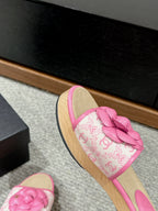 cc sandal flower white canvas pink calfskin