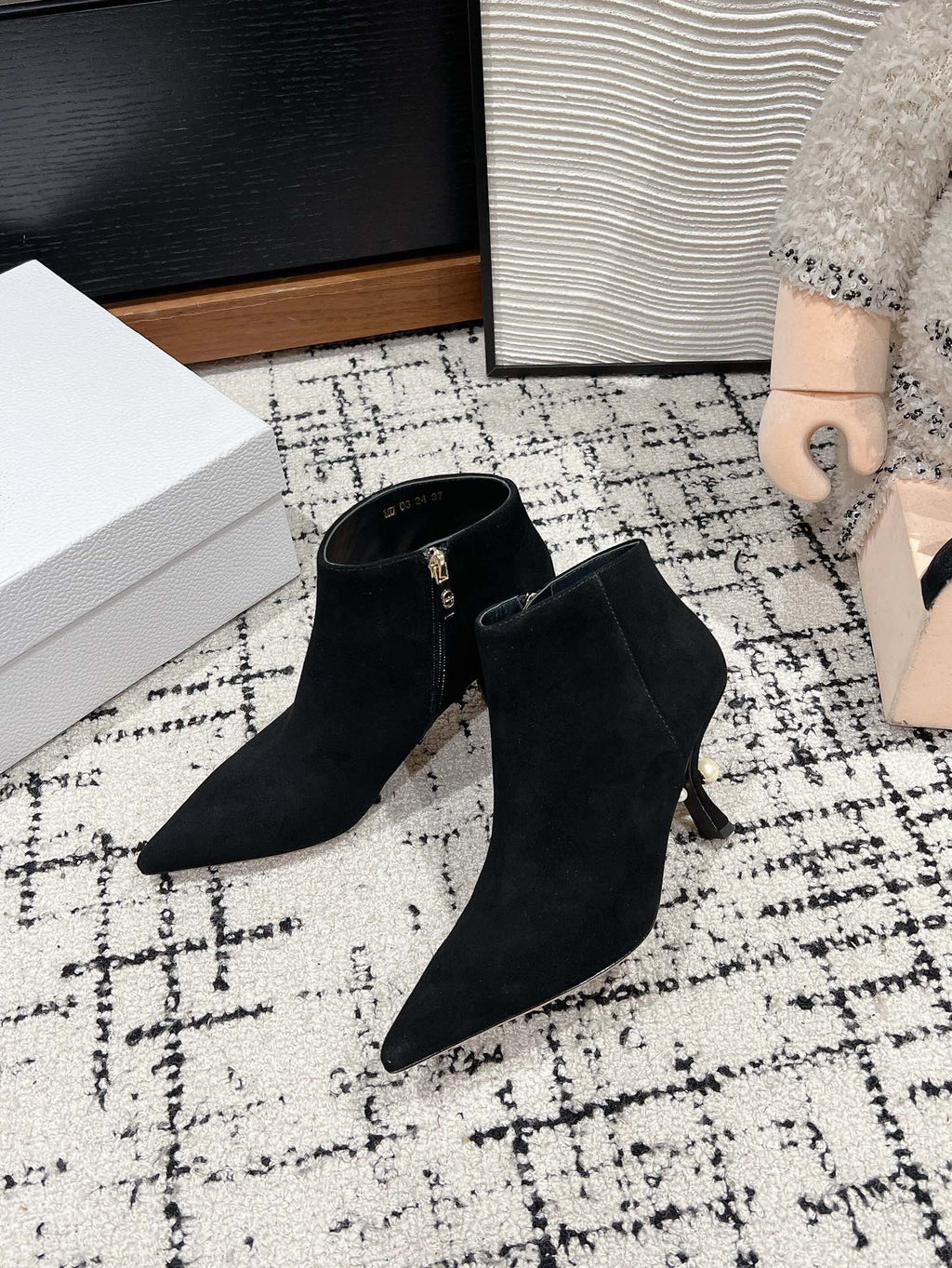 CD Tribales Heeled Ankle Boot 80mm In Black Suede 997059