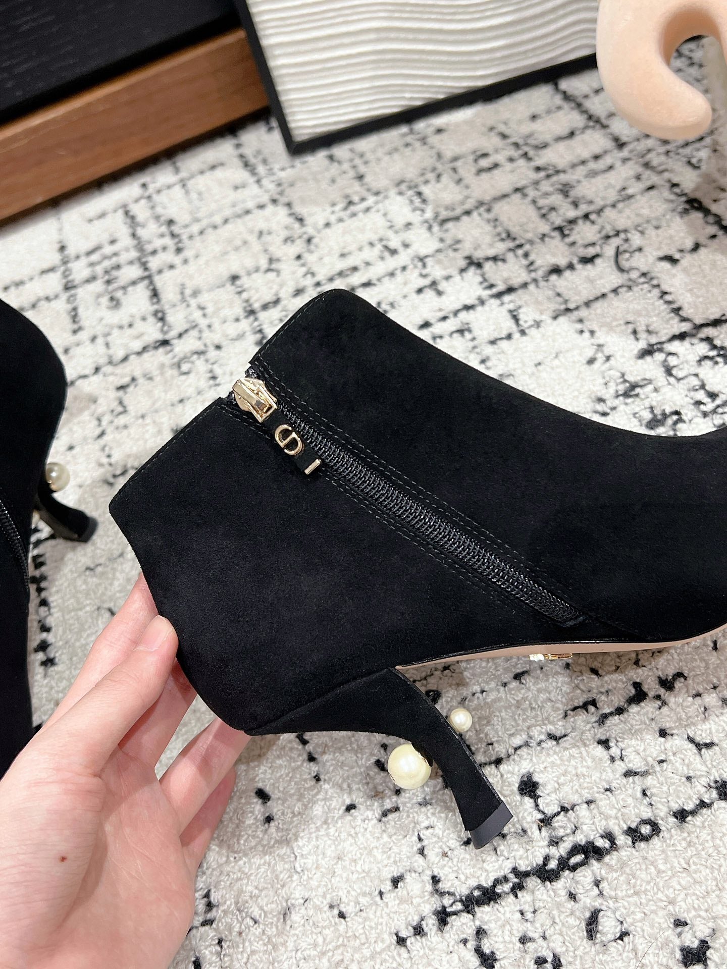 CD Tribales Heeled Ankle Boot 80mm In Black Suede 997059