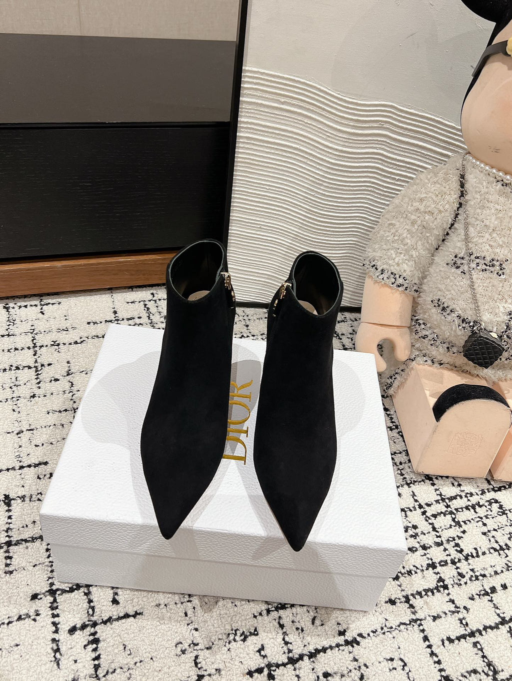 CD Tribales Heeled Ankle Boot 80mm In Black Suede 997059