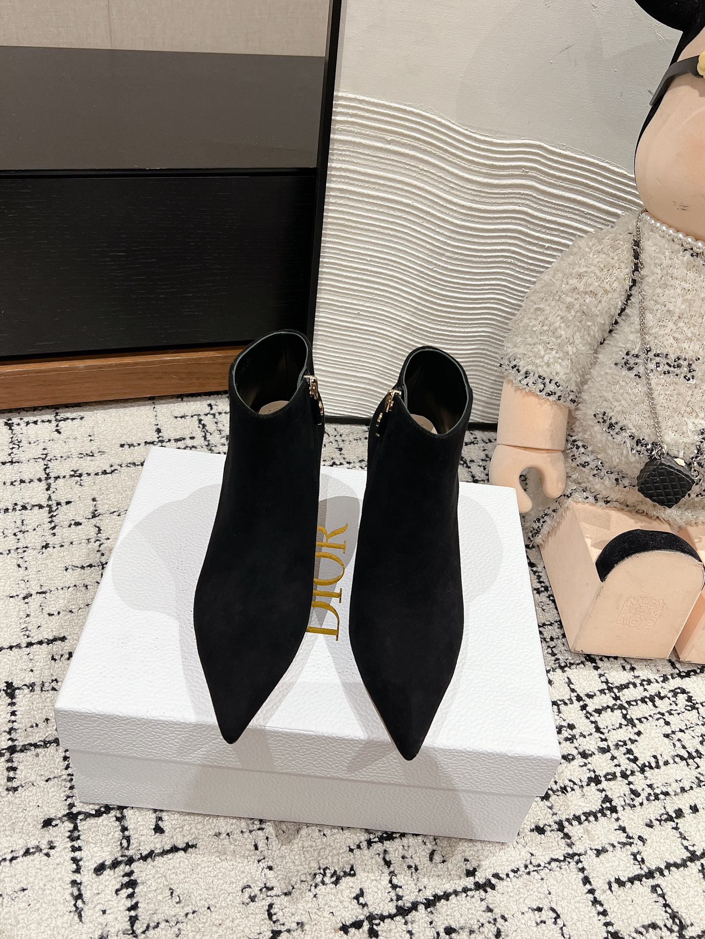 CD Tribales Heeled Ankle Boot 80mm In Black Suede 997059