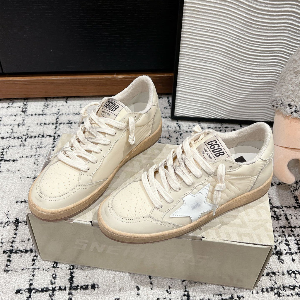BALL STAR SNEAKERS BEIGE CALFSKIN WITH WHITE STAR