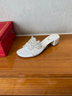 RC 25 Crystal Chandelier Sandals White Sheepskin 221963