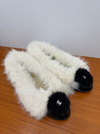 CC Coco Neige 25/26 Ballet Flats Black Suede White Furry