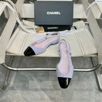 slingbacks flat light violet tweed black patent calfskin
