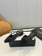 cc 25c slingback flat black white tweed black grosgrain 233608
