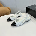 cc 25c slingback flat white tweed black grosgrain 233609