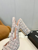 cc 25c slingback 90 pink white tweed black grosgrain 233619