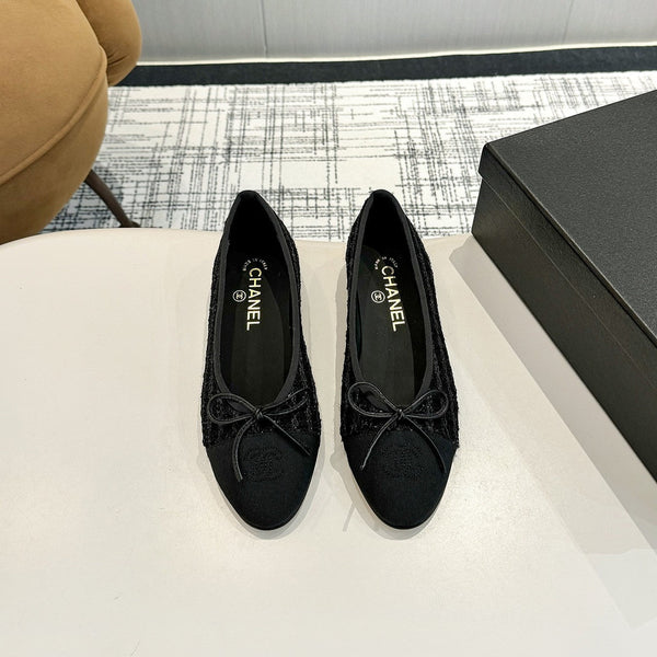 cc 25c ballet flat black tweed black grosgrain 233624