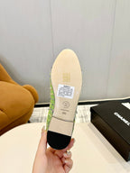 cc 25c ballet flat green tweed black grosgrain 233627