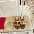 Vlogo Signature Slide Sandal 10mm With Crochet Embroidery