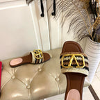 Vlogo Signature Slide Sandal 10mm With Crochet Embroidery