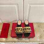 Vlogo Signature Slide Sandal 10mm With Crochet Embroidery