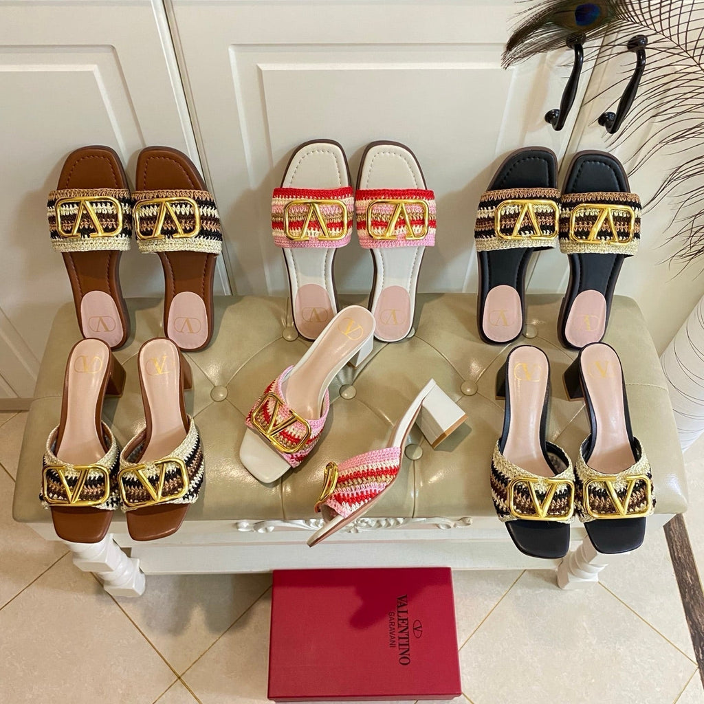 Vlogo Signature Slide Sandal 10mm With Crochet Embroidery