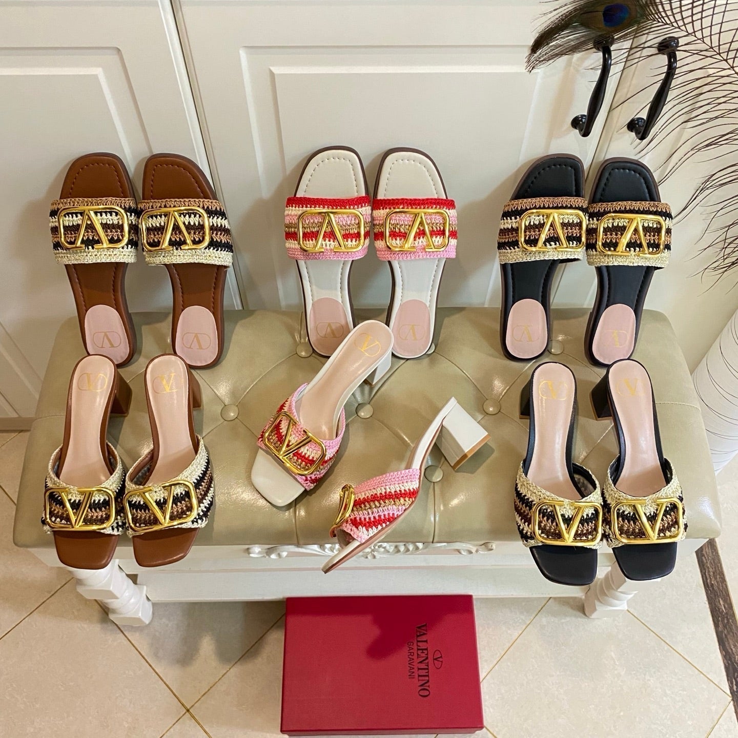 Vlogo Signature Slide Sandal 10mm With Crochet Embroidery