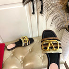 Vlogo Signature Slide Sandal 10mm With Crochet Embroidery
