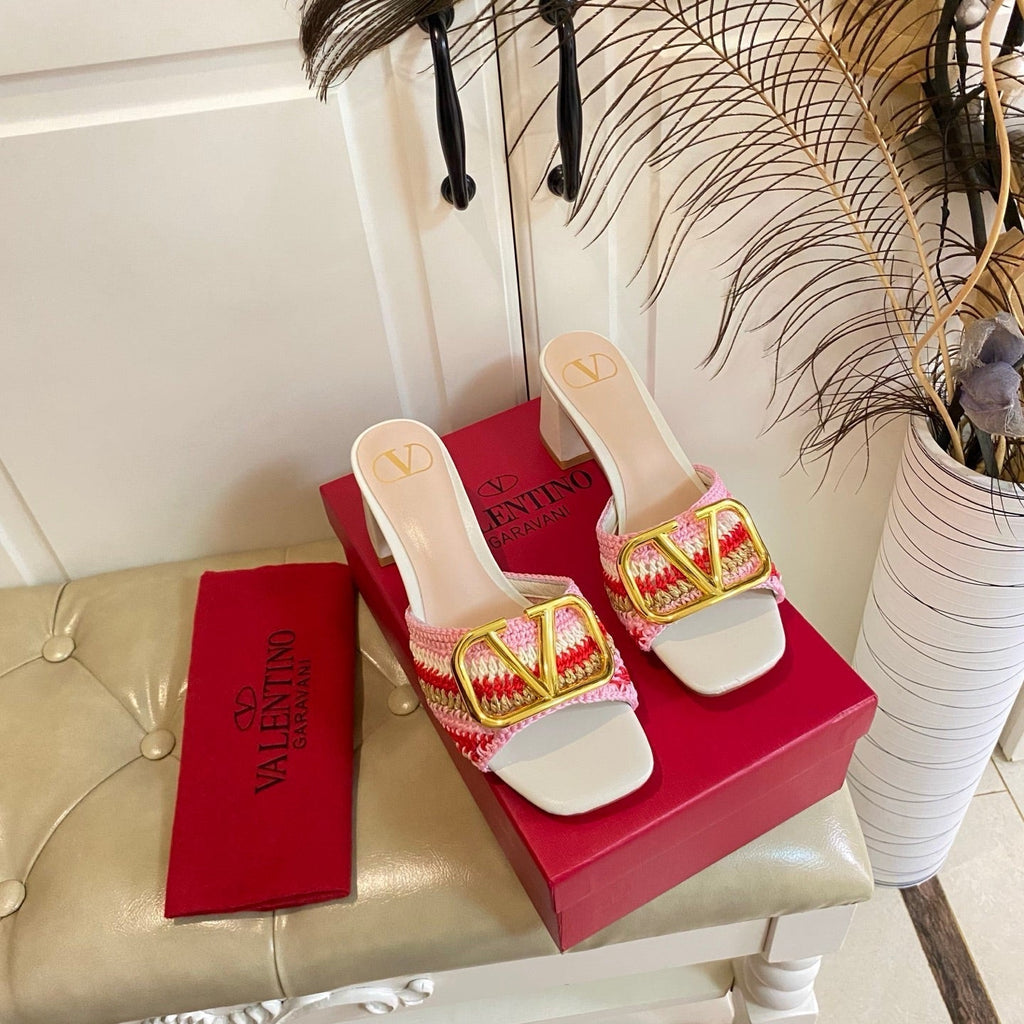 Vlogo Signature Slide Sandal 60mm With Crochet Embroidery