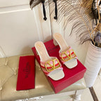 Vlogo Signature Slide Sandal 60mm With Crochet Embroidery