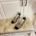 Jimmy Choo Saila Sandals 9cm Black Sheepskin Suede 688233