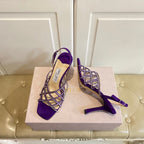 Jimmy Choo Saila Sandals 9cm Purple Sheepskin Suede 688234