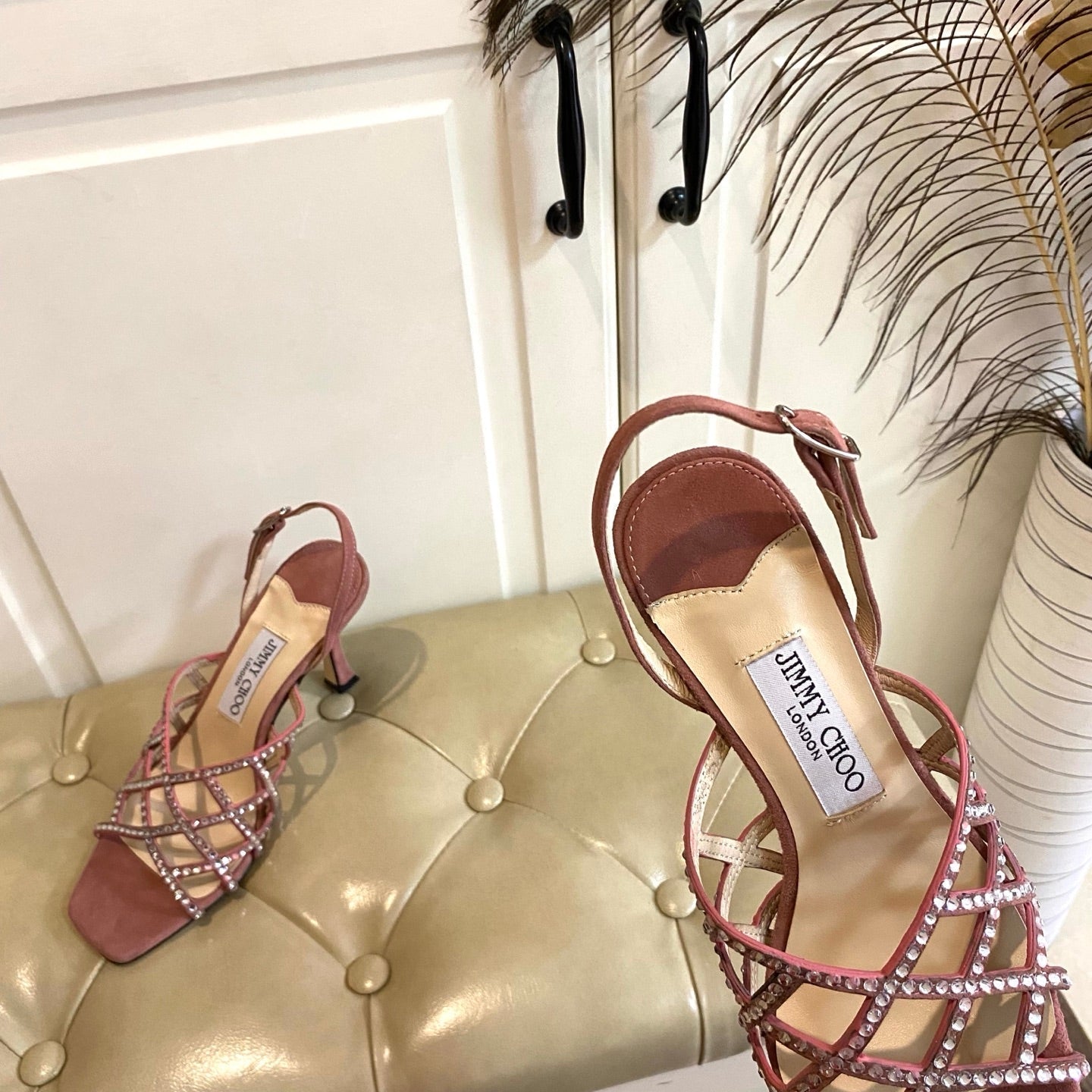 Jimmy Choo Saila Sandals 9cm Rust Sheepskin Suede 688235