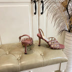 Jimmy Choo Saila Sandals 9cm Rust Sheepskin Suede 688235