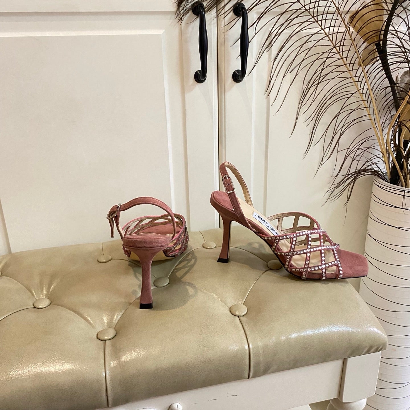 Jimmy Choo Saila Sandals 9cm Rust Sheepskin Suede 688235