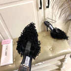 Jimmy Choo Saeda 100 Black Lace Leather 688240