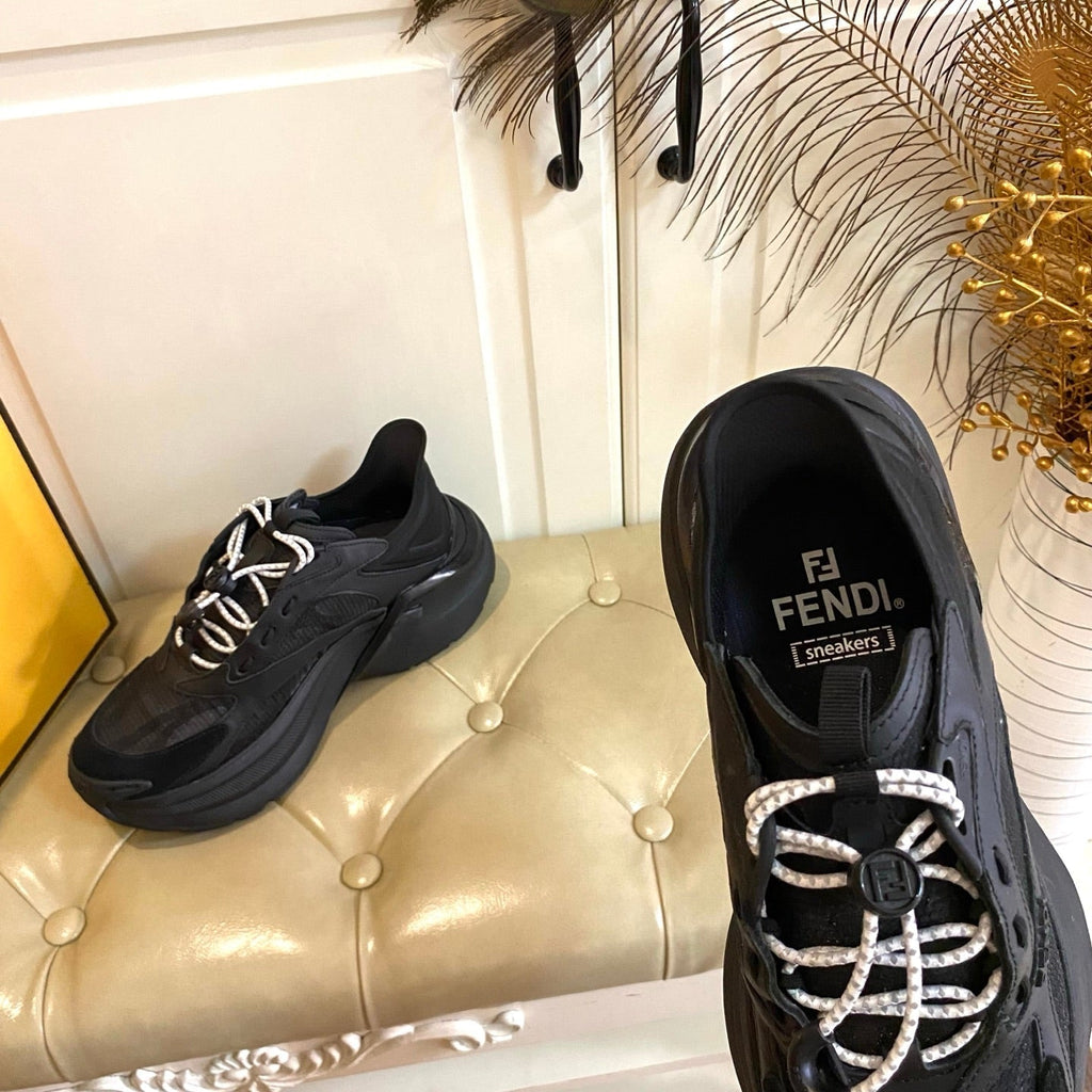 Fendi F-Light Sneakers Black Cowhide Mesh 688133