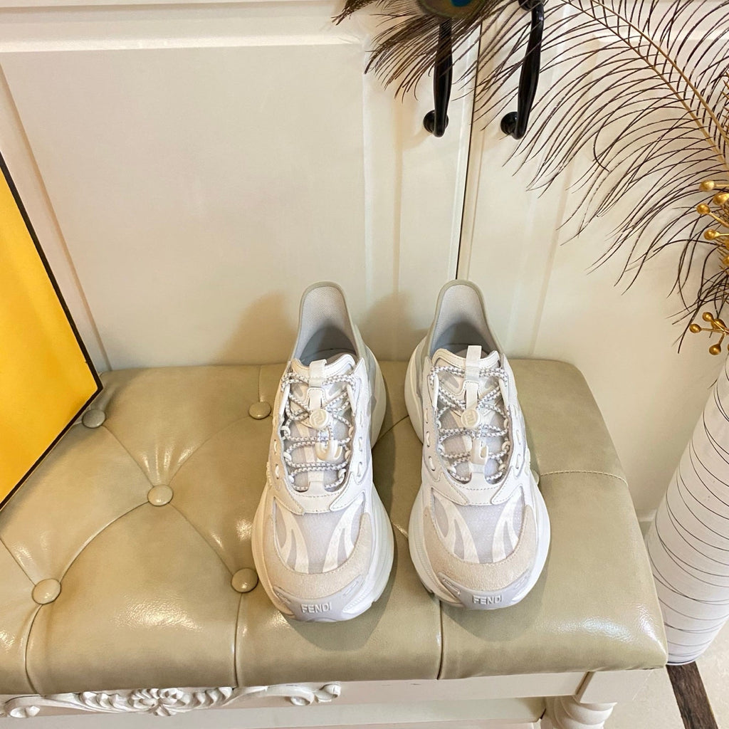 Fendi F-Light Sneakers White Cowhide Mesh 688134