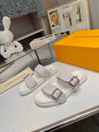 LV Venice Mule White Suede Sheepskin 626701