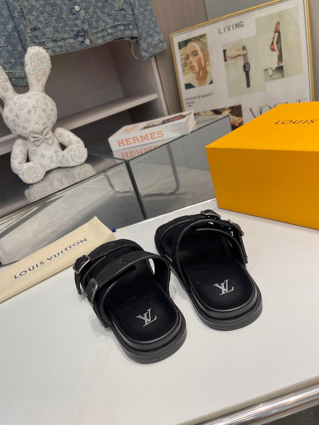 LV Venice Mule Black Suede Sheepskin 626702